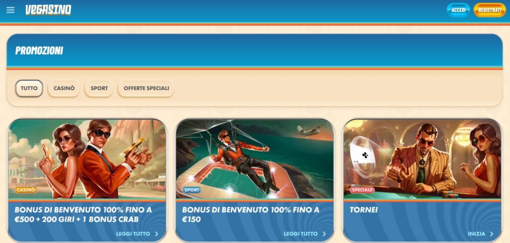 recensione di vegasino e bonus vegasino